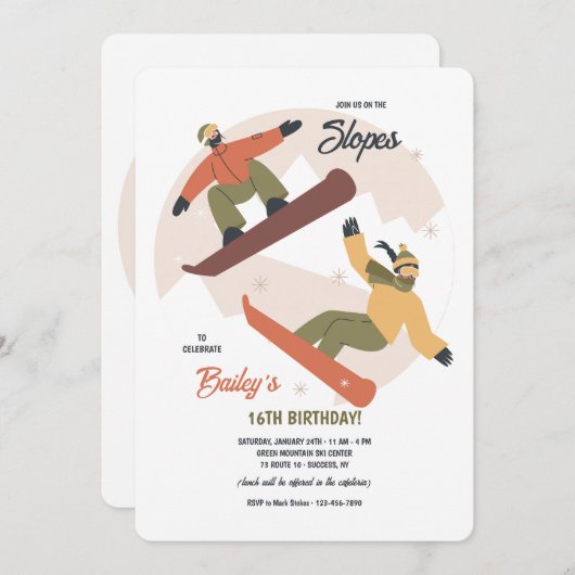 Invitation Duo de Snowboard (Devant / Derrière)