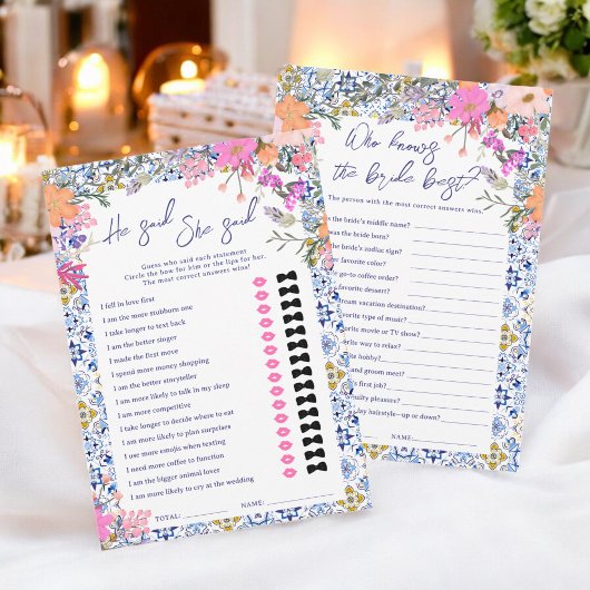 Invitation Duo Jeux bleu italien nuptiale jeu