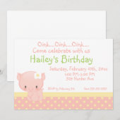 Invitation Dupe l'invitation d'anniversaire de porc de ferme (Devant / Derrière)