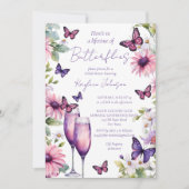 Invitation Durée de vie des papillons violet douche nuptiale (Devant)