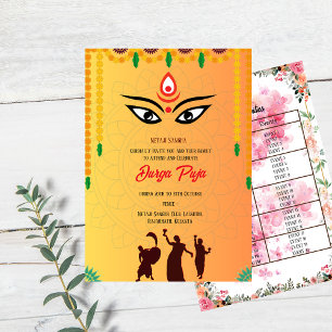 Invitation Durga Puja Navratri Bengali Liste des événements f