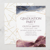 Invitation Dusk Watercolor Géométrique Moderne Graduation Par (Devant / Derrière)