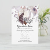 Invitation Dusky bleu rose floral noir chat lune aquarelle (Debout devant)