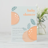 Invitation Dusky Blue Orange Fruity Bold Baby shower (Debout devant)