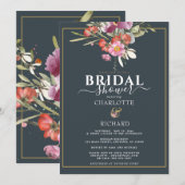 Invitation Dusky Blue, Rose Floral Or Bridal Shower (Devant / Derrière)