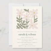 Invitation Dusky Blush Retro Minimal de répétition florale Dî (Devant)