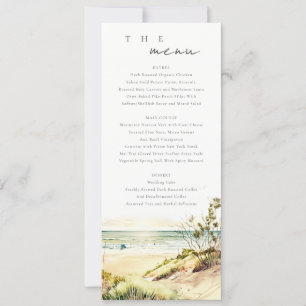 Invitation Dusky Coastal Beach Sun Seascape Menu Card Mariage