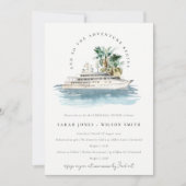 Invitation Dusky Cruise Ship Palm Seascape Rehearer Dîner (Devant)