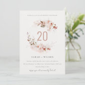 Invitation Dusky Fall Marsala Blush Flora Mariage Anniversair (Debout devant)
