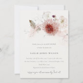 Invitation Dusky Fall Marsala Blush Floral Baby shower (Devant)