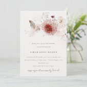 Invitation Dusky Fall Marsala Blush Floral Baby shower (Debout devant)