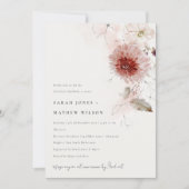 Invitation Dusky Fall Marsala Blush Floral Couples Douche (Devant)