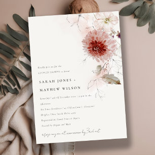 Invitation Dusky Fall Marsala Blush Floral Couples Douche