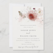 Invitation Dusky Fall Marsala Blush Floral Couples Douche (Devant)