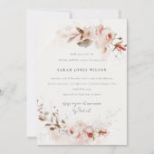 Invitation Dusky Fall Marsala Blush Floral Fête des mariées (Devant)