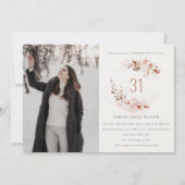 Invitation Dusky Fall Marsala Blush Floral Photo Anniversaire (Devant)