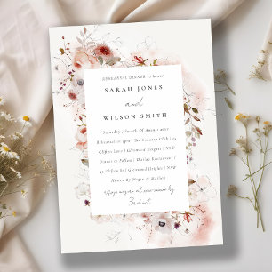 Invitation Dusky Fall Marsala Blush Floral Rehearer Dîner