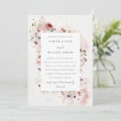 Invitation Dusky Fall Marsala Blush Floral Rehearer Dîner (Debout devant)