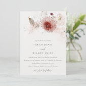 Invitation Dusky Fall Marsala Blush Floral Watercolor Mariage (Debout devant)