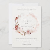 Invitation Dusky Fall Marsala Blush Floral Wreath Mariage (Devant)