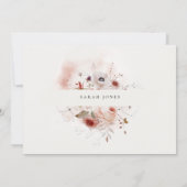 Invitation Dusky Fall Marsala Floral Cross Photo Baptême (Dos)