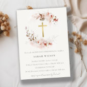 Invitation Dusky Fall Marsala Floral First Holy Communion