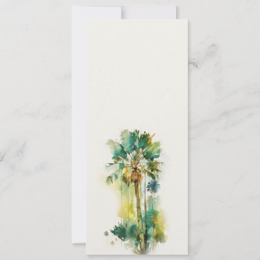 Invitation Dusky Green Tropical Palm Tree Menu Mariage (Dos)