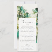 Invitation Dusky Green Tropical Palm Tree Menu Mariage (Devant)