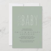 Invitation Dusky Green Typographie Baby shower moderne (Devant)