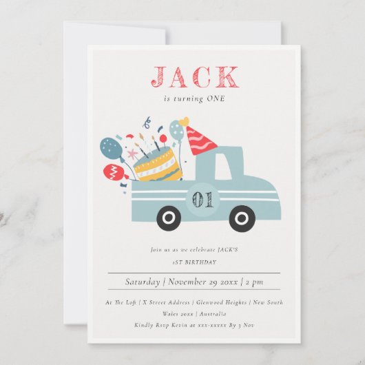 Invitation Dusky Grey Blue N'importe quel âge Anniversaire Fê (Devant)