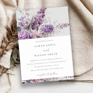 Invitation Dusky Lilac Aquarelle Cottage Mariage floral
