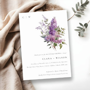 Invitation Dusky Lilac Green Cottage Floral Couples Douche