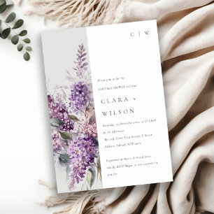 Invitation Dusky Lilac Green Cottage Floral Couples Douche