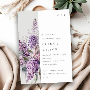 Invitation Dusky Lilac Green Cottage Floral Fiançailles