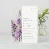 Invitation Dusky Lilac Green Cottage Floral Fiançailles (Debout devant)