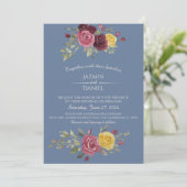 Invitation Dusky Pastel Watercolor Roses Blue (Debout devant)
