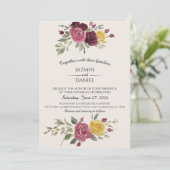 Invitation Dusky Pastel Watercolor Roses Cream (Debout devant)