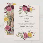 Invitation Dusky Pastel Watercolor Roses Cream (Devant / Derrière)