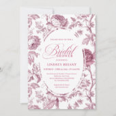 Invitation Dusky Pink Toile Roses Pattern Bridal Shower Invit (Devant)