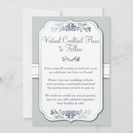 Invitation Dusky Polkadot Mariage virtuel Mariage Livestream (Dos)