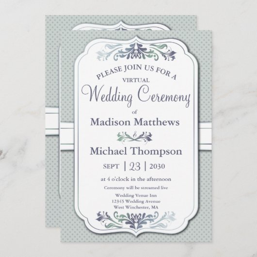 Invitation Dusky Polkadot Mariage virtuel Mariage Livestream (Devant / Derrière)