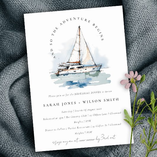 Invitation Dusky Sailboat Yacht Seascape Rehearer Dîner