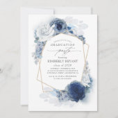 Invitation Dusty and Navy Blue Floral Ombre Graduation (Devant)