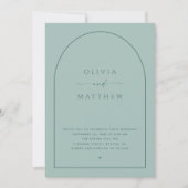 Invitation Dusty Aqua Arch Mariage | Photo Nautique + Code QR (Devant)