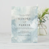 Invitation Dusty Bleu Artistique Abstrait Brushstrokes Mariag (Debout devant)