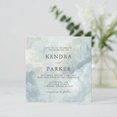 Invitation Dusty Bleu Artistique Abstrait Brushstrokes Mariag (Debout devant)