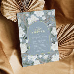 Invitation Dusty Bleu Blanc Chinoiserie Baby shower Floral<br><div class="desc">Ce design d'inspiration chinoiserie présente d'élégants fleurons botaniques,  des oiseaux et de la verdure en bleu poussiéreux et blanc cassé. Personnalisez l'invitation avec vos détails et si vous voulez réorganiser le style et le placement du texte,  veuillez appuyer sur le bouton "Cliquez pour customiser plus loin".</div>