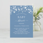 Invitation Dusty bleu blanc étoiles baby shower garçon (Debout devant)