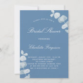 Invitation Dusty bleu blanc eucalyptus luxe nuptiale douche (Devant)