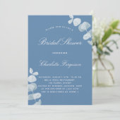 Invitation Dusty bleu blanc eucalyptus luxe nuptiale douche (Debout devant)